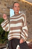 Made in Italy Big Softie Stripe Shortie Knit Toffee